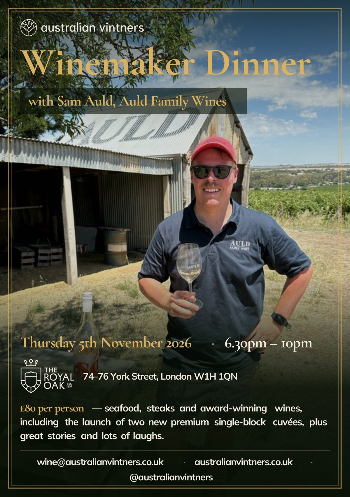 Winemaker Dinner : Sam Auld, Auld Family Wines - 5th November 2026